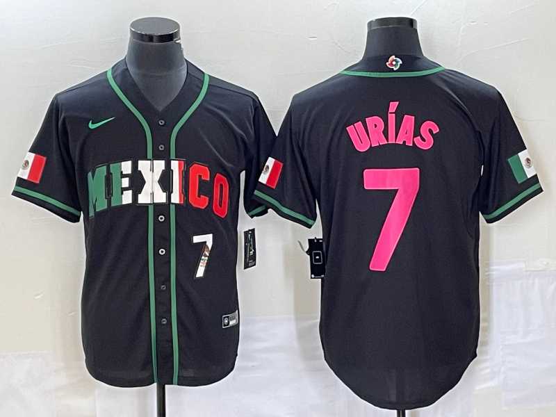 Men%27s Mexico Baseball #7 Julio Urias Number 2023 Black World Baseball Classic Stitched Jersey